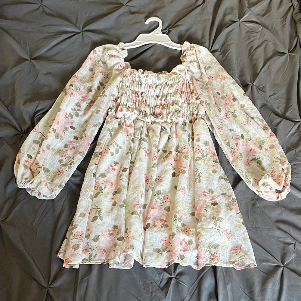 Charming Floral Kids Dress in Pink and Cream